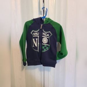 Toddler Boy Nautica zip up hoodie. Blue and Green, 3T (not with set) worn once